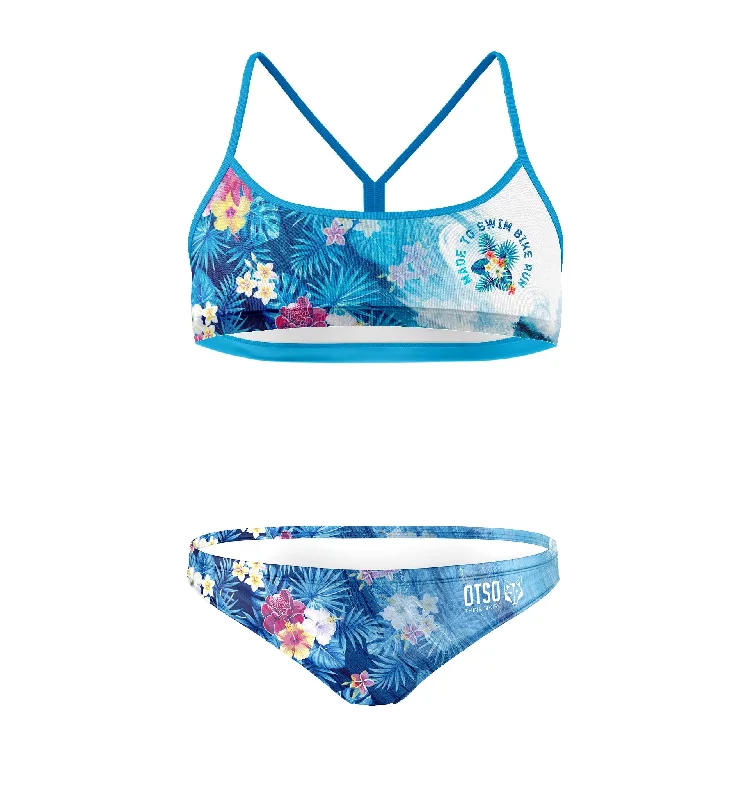 Bikini - Swim Bike Run Wave Tropical Print Bikini