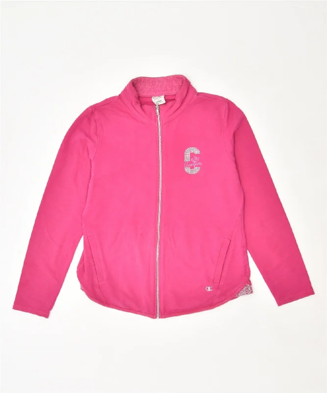 CHAMPION Womens Tracksuit Top Jacket UK 14 Large Pink Notch Collar Peter Pan Collar Cowl Neck CHAMPION Womens Tracksuit Top Jacket UK 14 Large Pink Notch Collar Peter Pan Collar Cowl Neck