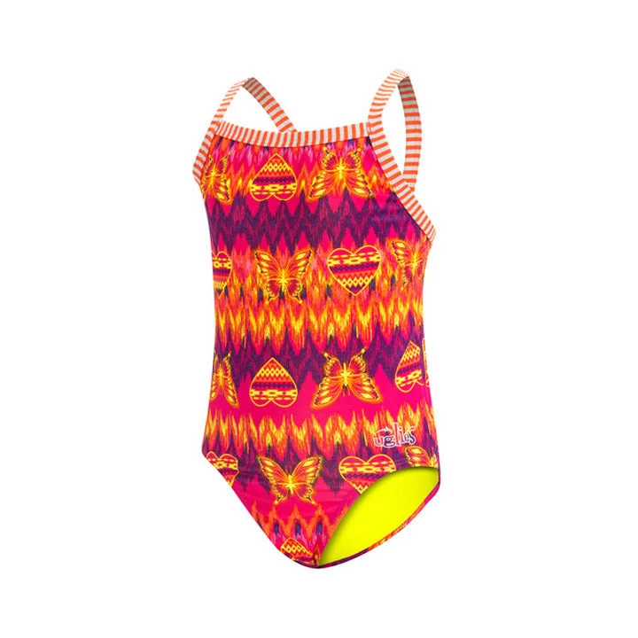 Dolfin Uglies Flutterfly Girl's One-Piece Swimsuit V-Neck Swim Dress