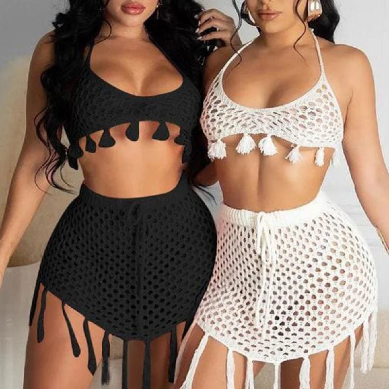 Factory OEM/ODM Custom Fashion Summer Women Lace Crochet Plus Size Swimsuits, Handmade Knit Bathing Suit Swimwear Elegant Halter Bikini