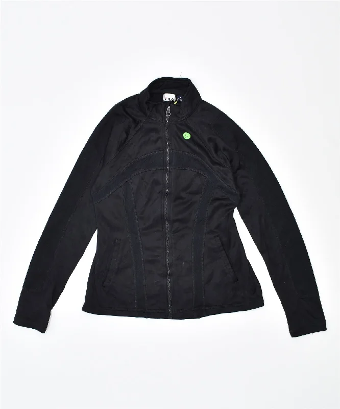 FILA Womens Tracksuit Top Jacket UK 10 Small Black Polyester Elasticated Jacket Padded Jacket Insulated Jacket FILA Womens Tracksuit Top Jacket UK 10 Small Black Polyester Elasticated Jacket Padded Jacket Insulated Jacket