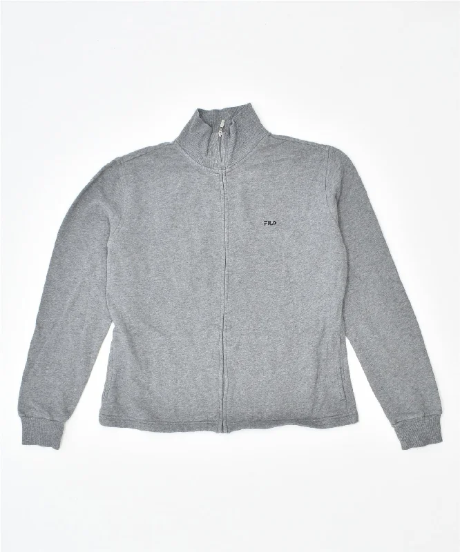 FILA Womens Tracksuit Top Jacket UK 12 Medium Grey Cotton Fabric Linen Fabric Terry Fabric FILA Womens Tracksuit Top Jacket UK 12 Medium Grey Cotton Fabric Linen Fabric Terry Fabric