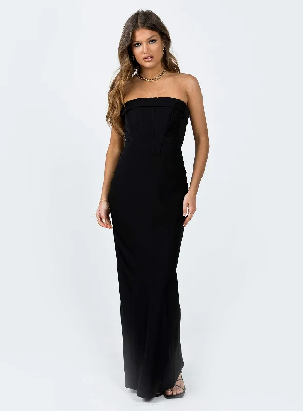 Lana Maxi Dress Black Comfortable Satin Maxi Dress