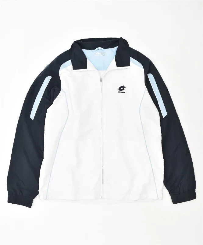 LOTTO Womens Tracksuit Top Jacket UK 18 XL White Colourblock Polyester Stand-Up Collar Roll-Neck Collar Turtle Neck LOTTO Womens Tracksuit Top Jacket UK 18 XL White Colourblock Polyester Stand-Up Collar Roll-Neck Collar Turtle Neck