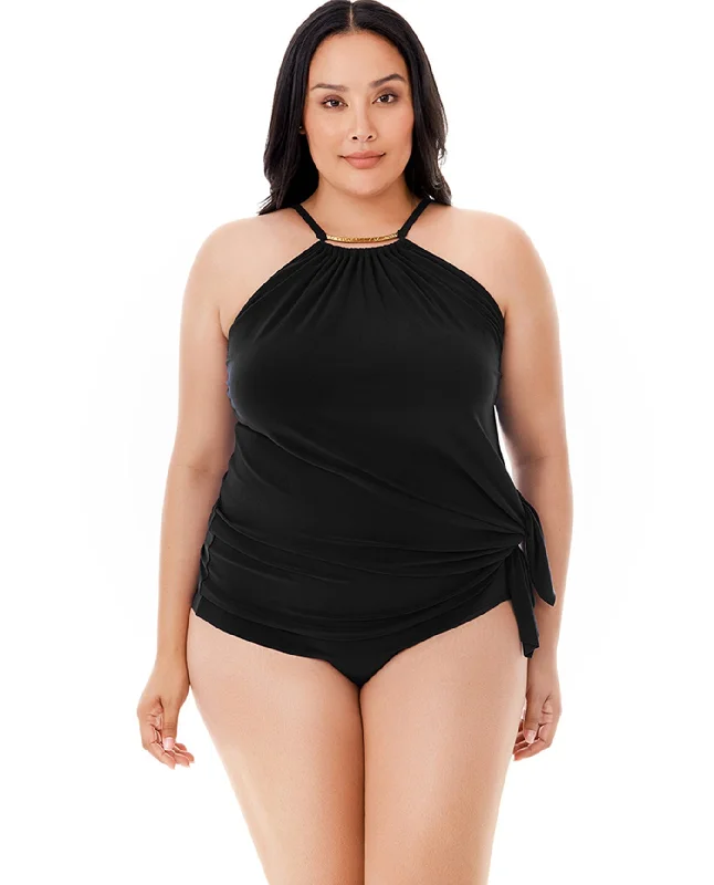 Magicsuit Black Plus Size Parker Underwire Swimdress Flirty Ruffle Swimsuit