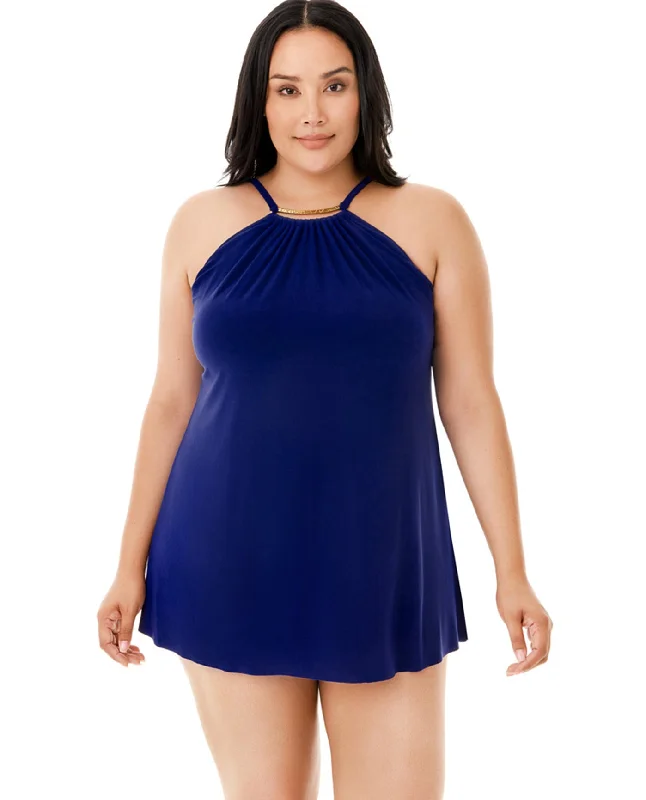 Magicsuit Indigo Blue Plus Size Parker Underwire Swimdress Sleek Full Coverage