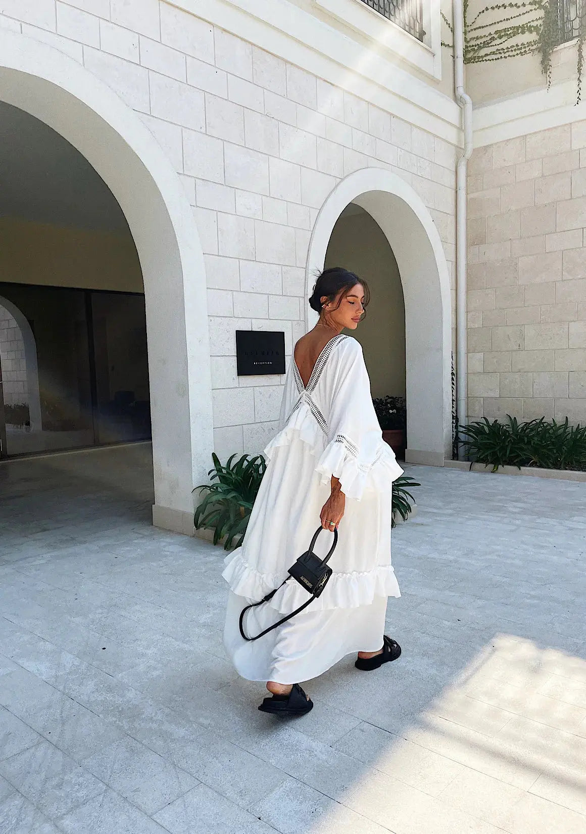 Moodstories White Maxi Dress Marrakesh Beachwear Luxury resort wear Comfortable Fit-and-Flare Maxi Dress