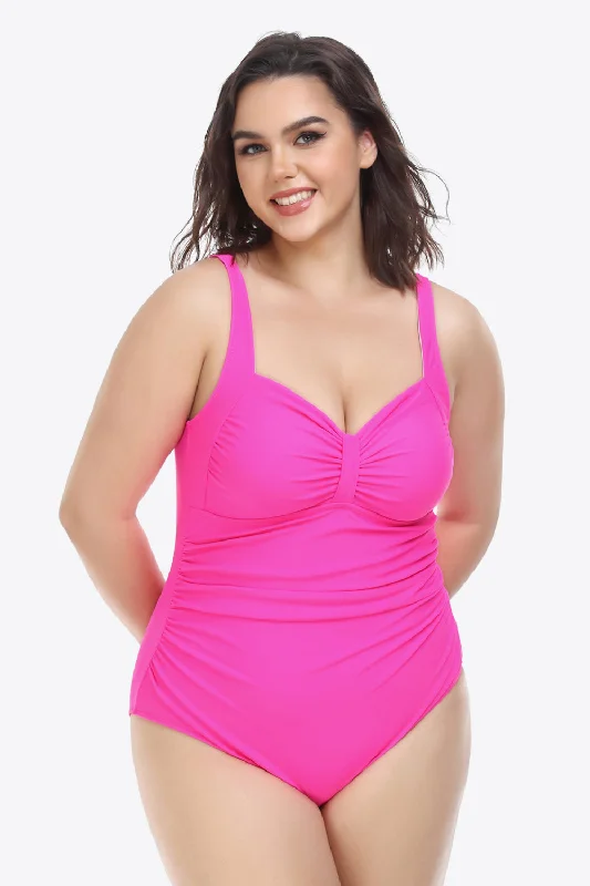 Plus Size Sleeveless Plunge One-Piece Swimsuit Bold Swimsuit Design