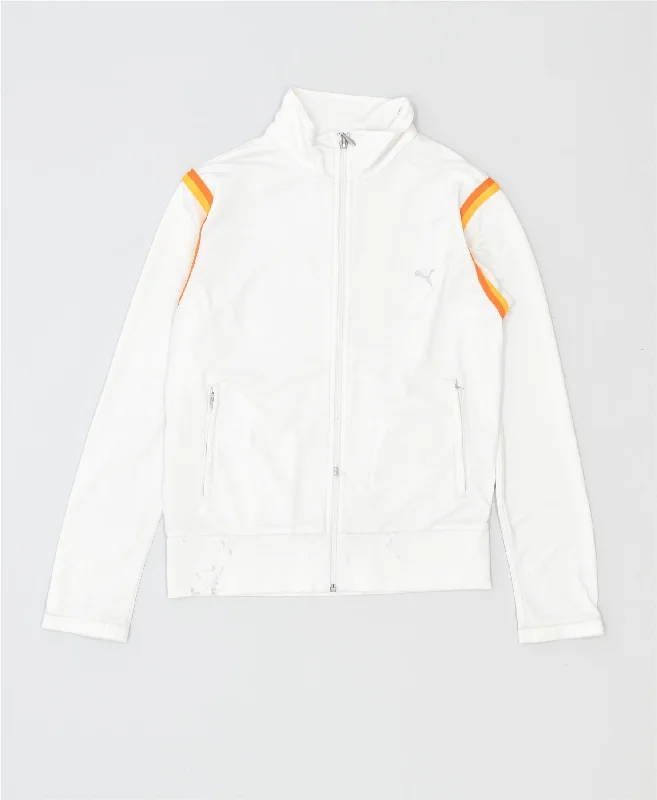 PUMA Womens Tracksuit Top Jacket UK 14 Large White Polyester Vintage Cotton Fabric Linen Fabric Terry Fabric PUMA Womens Tracksuit Top Jacket UK 14 Large White Polyester Vintage Cotton Fabric Linen Fabric Terry Fabric
