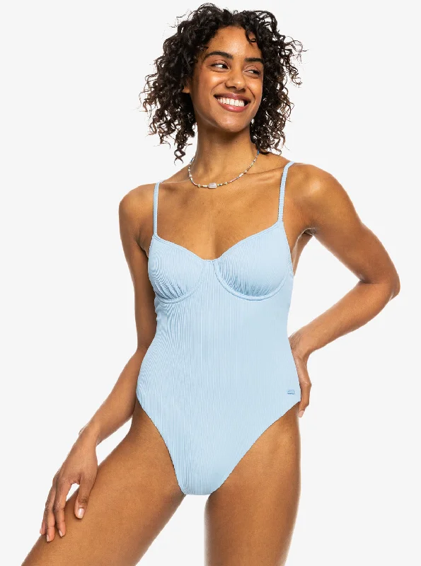 Roxy Love The Muse One-Piece Swimsuit - Bel Air Blue Push-Up Bikini Bottoms