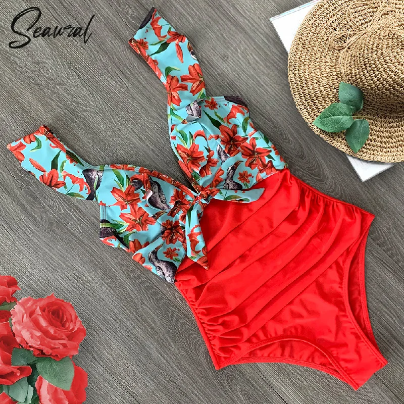 Sexy New Ruffle One Piece Swimsuit Off The Shoulder High-Cut One-Piece