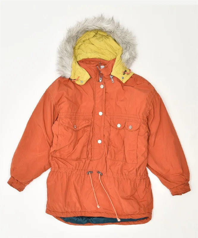 TRIUMP Womens Pullover Ski Jacket EU 38 Small Orange Vintage Welt Pockets Slit Pockets Flap Pockets TRIUMP Womens Pullover Ski Jacket EU 38 Small Orange Vintage Welt Pockets Slit Pockets Flap Pockets