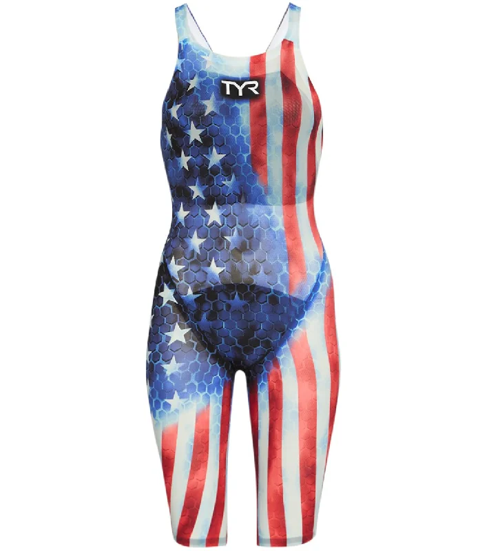 TYR Women's Avictor Supernova USA Open Back Tech Suit Swimsuit Plus-Size Bikini Set