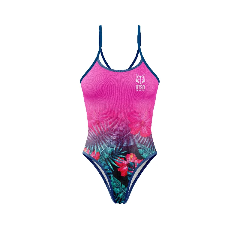 Women's Swimsuit Tropical Shiny One-Piece Swimsuit