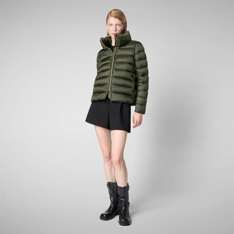 Women's Animal free Puffer Jacket Elsie inPine Green Rayon Fabric Velvet Fabric Corduroy Fabric Women's Animal free Puffer Jacket Elsie inPine Green Rayon Fabric Velvet Fabric Corduroy Fabric