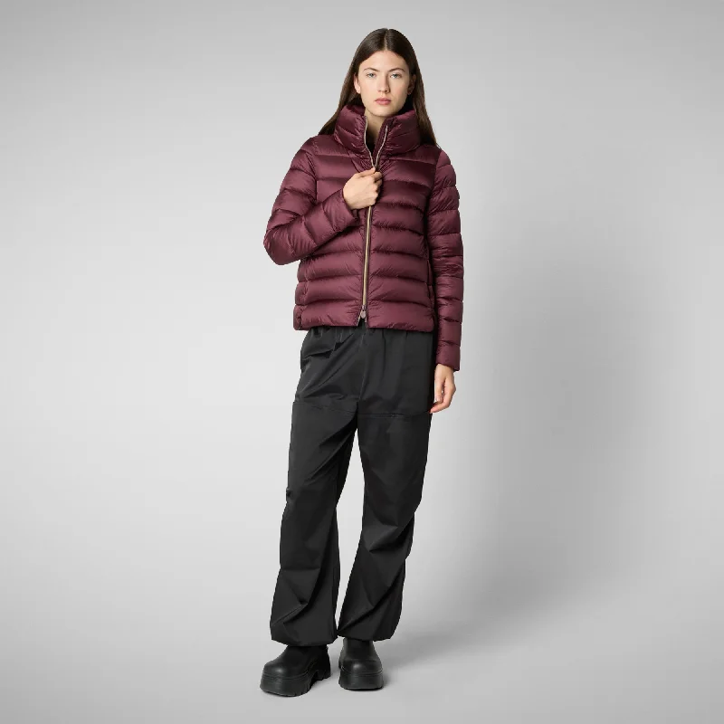 Women's Animal free Puffer Jacket Elsie in Burgundy Black Belted Jacket Elasticated Jacket Padded Jacket Women's Animal free Puffer Jacket Elsie in Burgundy Black Belted Jacket Elasticated Jacket Padded Jacket