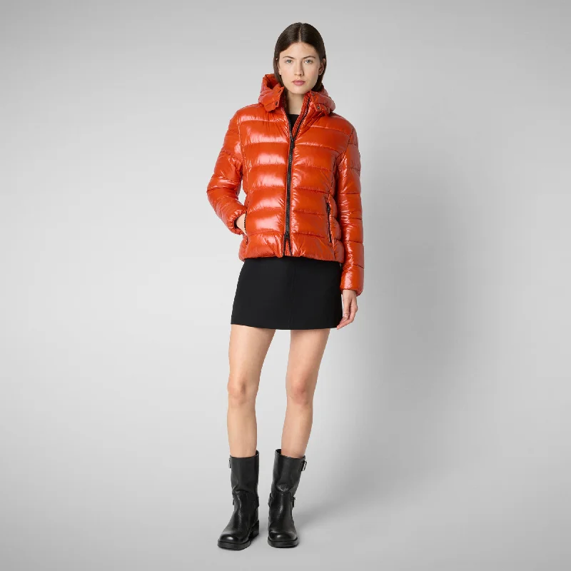 Women's Hooded Puffer Jacket Cosmary in Maple Orange Fleece Jacket Down Jacket Feather Jacket Women's Hooded Puffer Jacket Cosmary in Maple Orange Fleece Jacket Down Jacket Feather Jacket