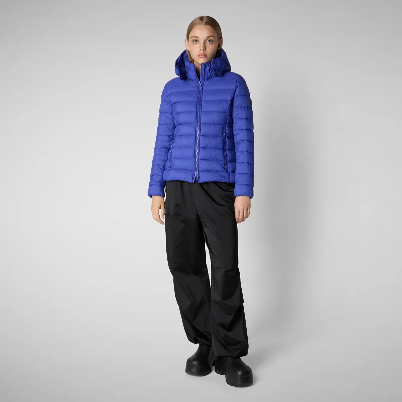 Women's Amelie Animal free Puffer Jacket with Detachable Hood in Gentian Blue Plaid Jacket Tartan Jacket Houndstooth Jacket Women's Amelie Animal free Puffer Jacket with Detachable Hood in Gentian Blue Plaid Jacket Tartan Jacket Houndstooth Jacket