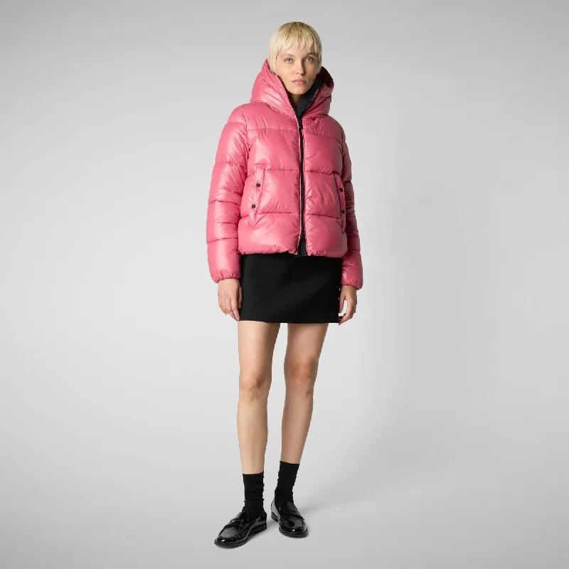Women's Hooded Animal free Puffer Jacket Biddy in Bloom Pink Wool Jacket Cashmere Jacket Tweed Jacket Women's Hooded Animal free Puffer Jacket Biddy in Bloom Pink Wool Jacket Cashmere Jacket Tweed Jacket