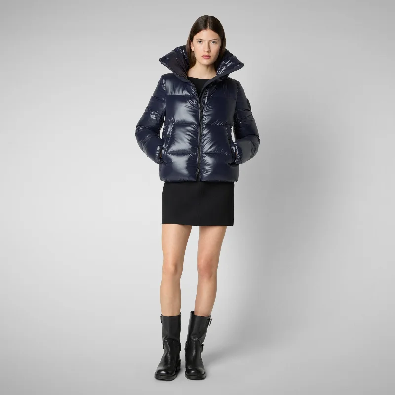 Women's Animal free Puffer Jacket Isla in blue black Tiered Jacket Buttoned Jacket Zippered Jacket Women's Animal free Puffer Jacket Isla in blue black Tiered Jacket Buttoned Jacket Zippered Jacket