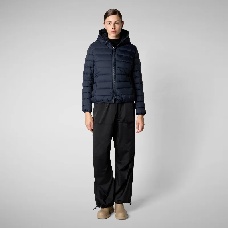 Women's animal free Puffer jacket Ethel in blue black Welt Pockets Slit Pockets Flap Pockets Women's animal free Puffer jacket Ethel in blue black Welt Pockets Slit Pockets Flap Pockets