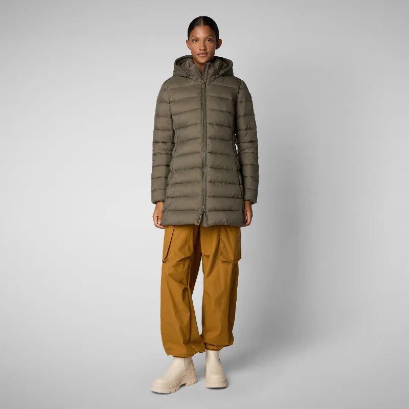 Women's Animal free Puffer Jacket Joanne in mud grey Stand-Up Collar Roll-Neck Collar Turtle Neck Women's Animal free Puffer Jacket Joanne in mud grey Stand-Up Collar Roll-Neck Collar Turtle Neck