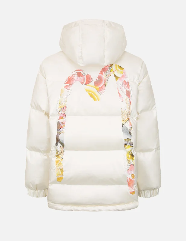 Tattoo Koi Pattern Daicock Print Down Jacket Notch Collar Peter Pan Collar Cowl Neck Tattoo Koi Pattern Daicock Print Down Jacket Notch Collar Peter Pan Collar Cowl Neck
