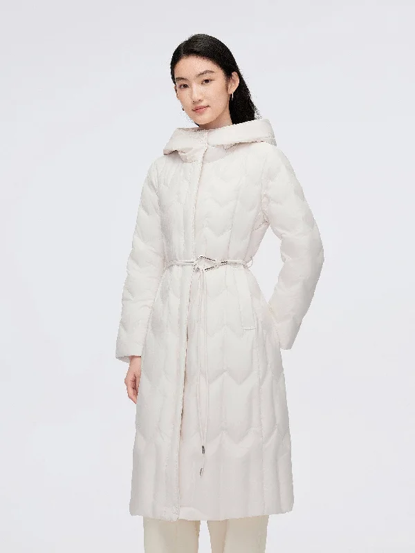 Women's Long Hooded Goose Down Jacket With Belt 4172 Trench Coat Raincoat Waterproof Jacket Women's Long Hooded Goose Down Jacket With Belt 4172 Trench Coat Raincoat Waterproof Jacket