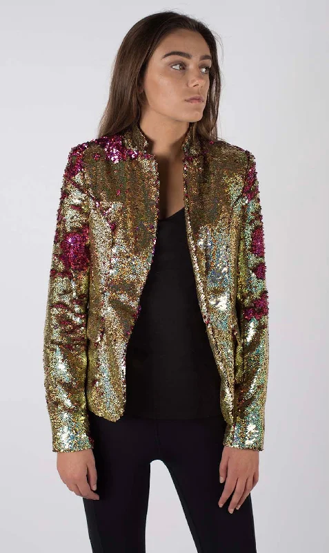 Any Old Iron Hologram Gold to Pink Jacket Toggled Jacket Drawstring Jacket Belted Jacket