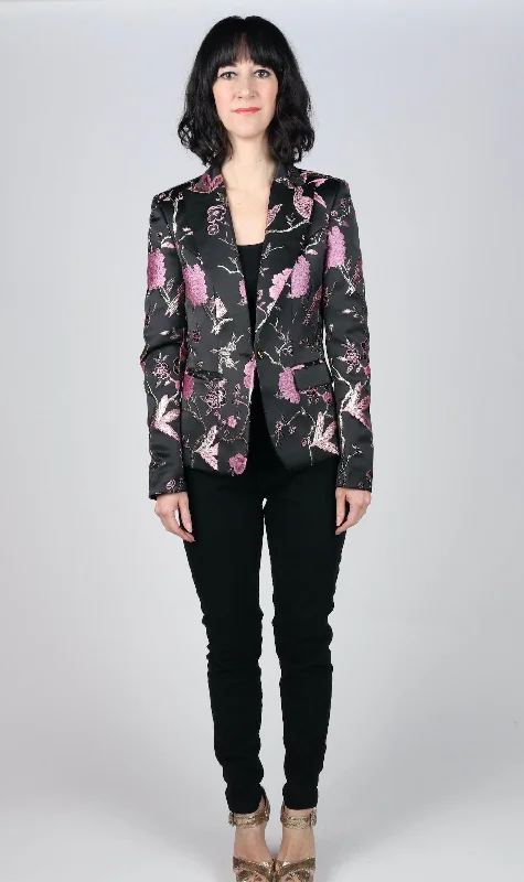 Any Old Iron Pink Birds Jacket One-Shoulder Jacket Off-the-Shoulder Jacket Asymmetrical Jacket