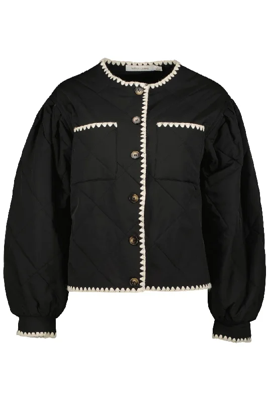 Bishop & Young Brooklyn Whipstitch Quilted Jacket BLACK Wool Jacket Cashmere Jacket Tweed Jacket