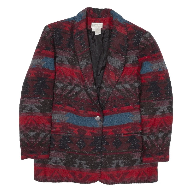 COLDWATER CREEK Blazer Knit Jacket Red Wool Fair Isle Womens L Cotton Jacket Linen Jacket Terry Jacket