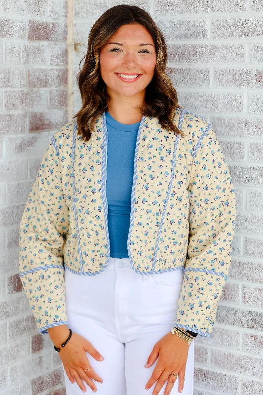 January & May - Remember Me Quilted Floral Jacket Fleece Fabric Down Fabric Feather Fabric