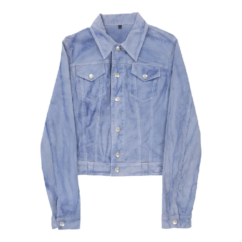 Just Cavalli Tie-Dye Denim Jacket - Small Blue Cotton Rayon Fabric Velvet Fabric Corduroy Fabric