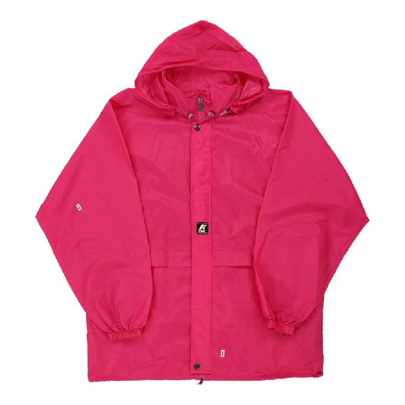 K-Way Jacket - 2XL Pink Nylon Snapped Jacket Toggled Jacket Drawstring Jacket