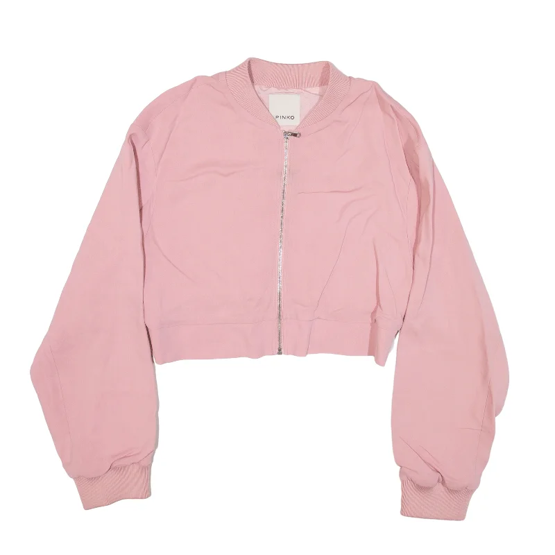 PINKO Cropped Bomber Jacket Pink Womens M Nylon Jacket Polyester Jacket Spandex Jacket