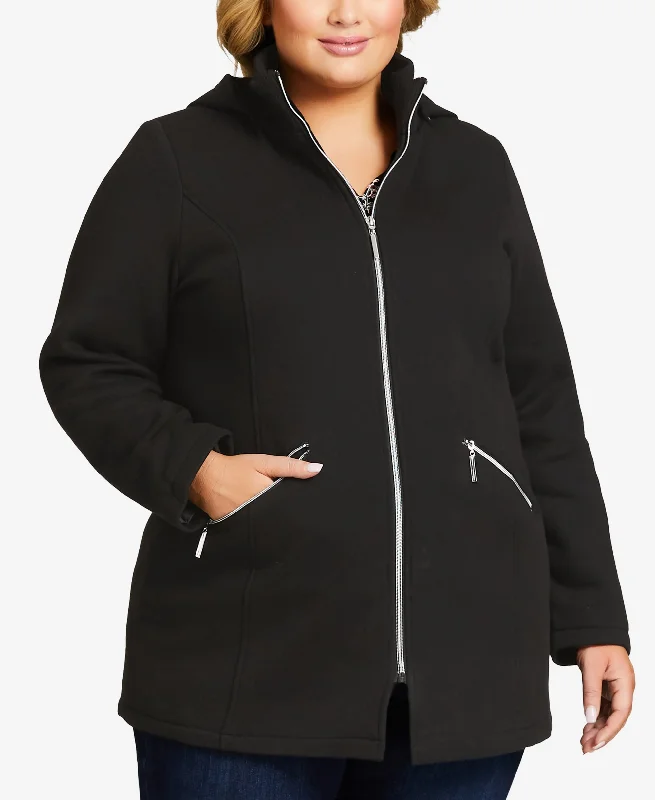 Plus Size Hooded Fleece Jacket Cardigan Sweater Pullover