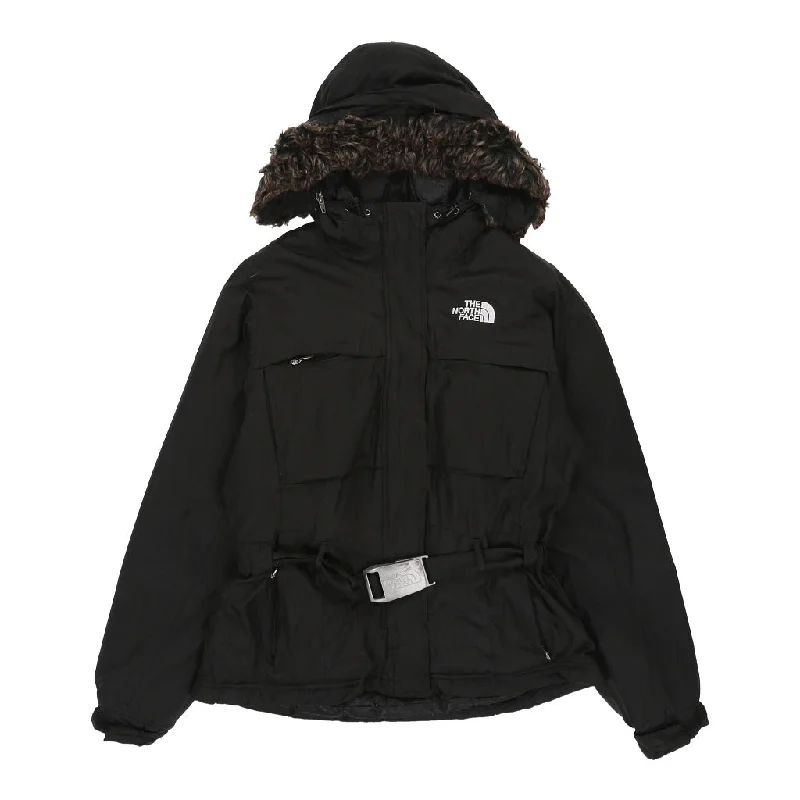 The North Face Jacket - Medium Black Nylon Zippered Front Buttoned Front Snap Front