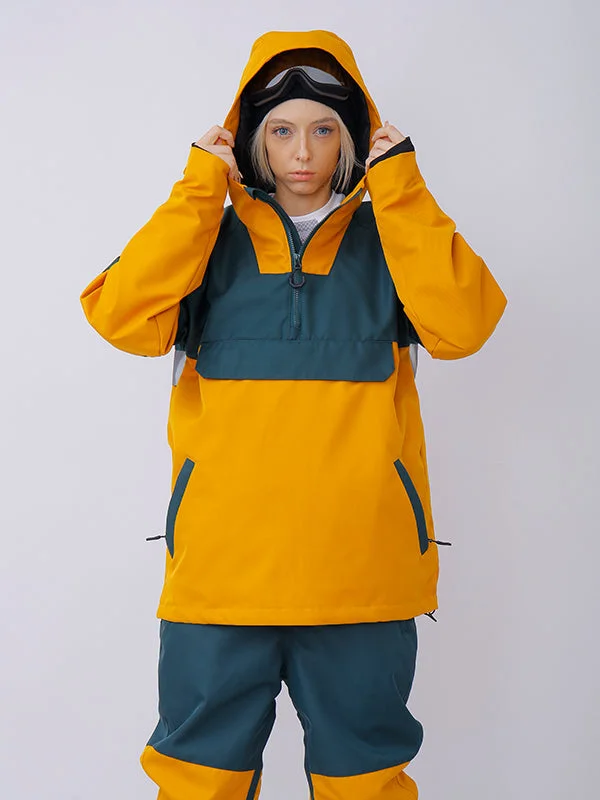 Women's Snowverb Alpine Ranger Colorblock Anorak Snow Jacket-SALE Boat Neck Shawl Collar Notched Collar