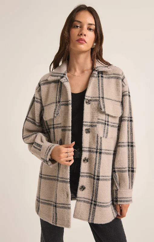 Z Supply - Plaid Tucker Jacket Oversized Jacket Tailored Jacket Straight Jacket