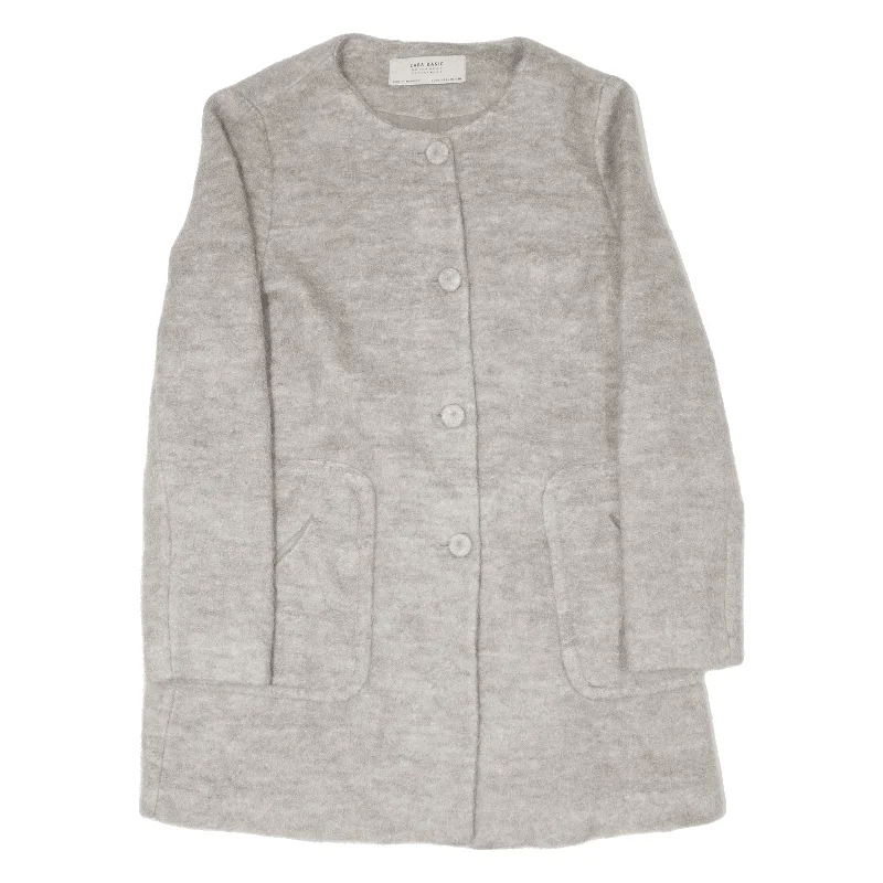 ZARA Basic Jacket Grey Wool Womens L Cotton Fabric Linen Fabric Terry Fabric