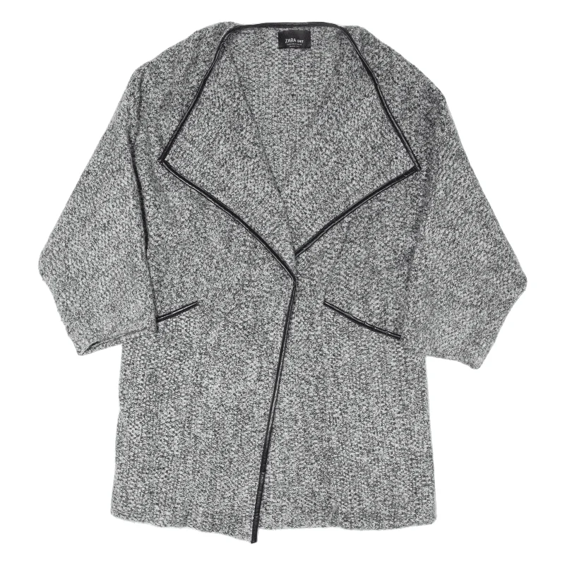 ZARA Knit Jacket Grey Wool Womens M Oversized Jacket Tailored Jacket Straight Jacket