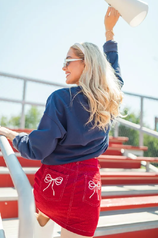 All You've Got Red Bow Embroidered Pocket Corduroy Skirt FINAL SALE elastic waist skirt All You've Got Red Bow Embroidered Pocket Corduroy Skirt FINAL SALE elastic waist skirt