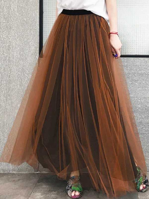Surprise Sale! Caramel Brownish Shades Tonal Layer Tulle Chiffon Maxi Skirt leather skirt bold Surprise Sale! Caramel Brownish Shades Tonal Layer Tulle Chiffon Maxi Skirt leather skirt bold