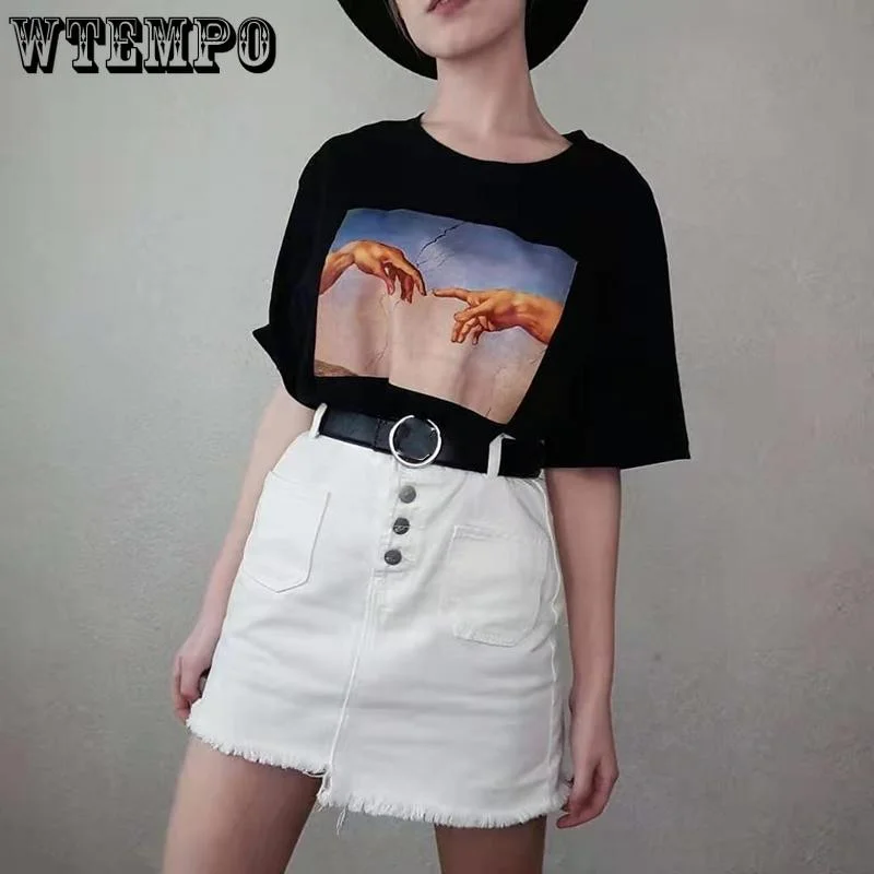 Denim Cotton Cloth Women Sexy Tight A-line High Waist Hip Short Skirt Button Pocket Asymmetric patchwork skirt art Denim Cotton Cloth Women Sexy Tight A-line High Waist Hip Short Skirt Button Pocket Asymmetric patchwork skirt art