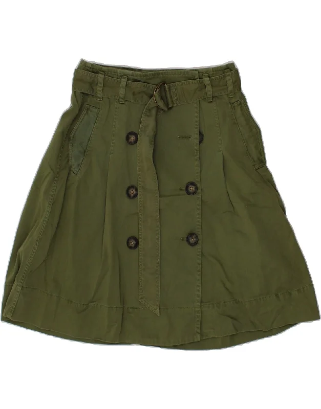 J. CREW Womens High Waist A-Line Skirt US 8 Medium W27 Green Cotton silk skirt elegant J. CREW Womens High Waist A-Line Skirt US 8 Medium W27 Green Cotton silk skirt elegant