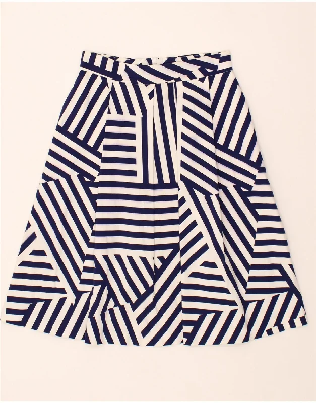 MAX & CO. Womens A-Line Skirt UK 6 XS W26 Navy Blue Striped Cotton patchwork skirt art MAX & CO. Womens A-Line Skirt UK 6 XS W26 Navy Blue Striped Cotton patchwork skirt art