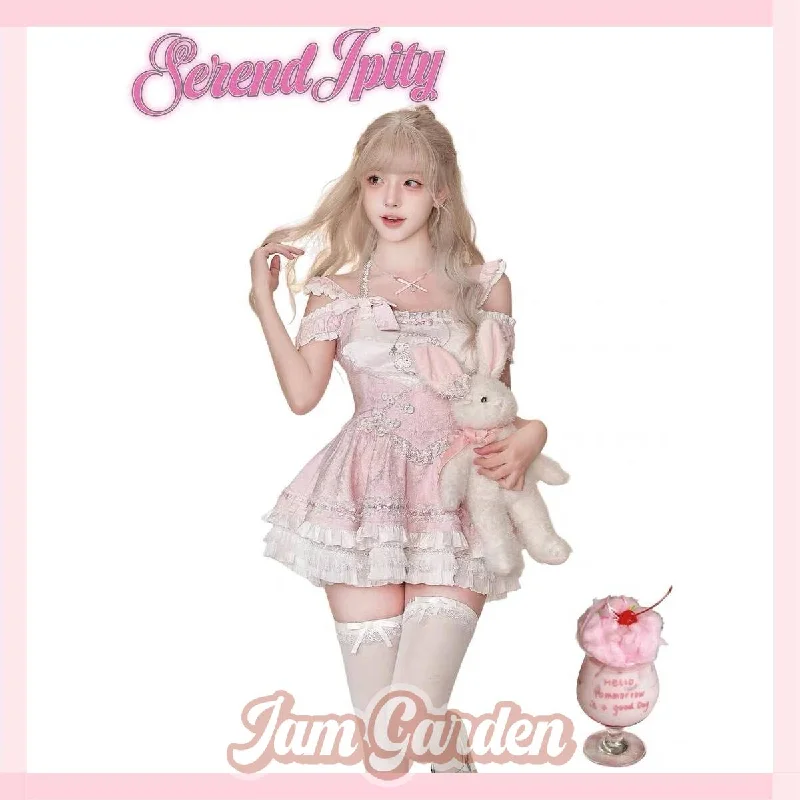 Serendipity Peach Branch Poetry Skirt Women's Summer Pink Suspender Skirt velvet skirt plush Serendipity Peach Branch Poetry Skirt Women's Summer Pink Suspender Skirt velvet skirt plush