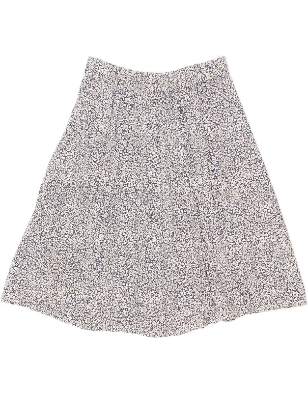 SEVRES Womens Flared Skirt W30 Medium Navy Blue Floral linen skirt airy