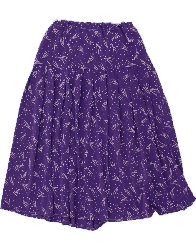 VINTAGE Womens Abstract Pattern Pleated A-Line Skirt W34 Large Purple wool skirt thick VINTAGE Womens Abstract Pattern Pleated A-Line Skirt W34 Large Purple wool skirt thick
